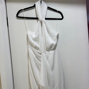 Chic Backless White Halter Dress